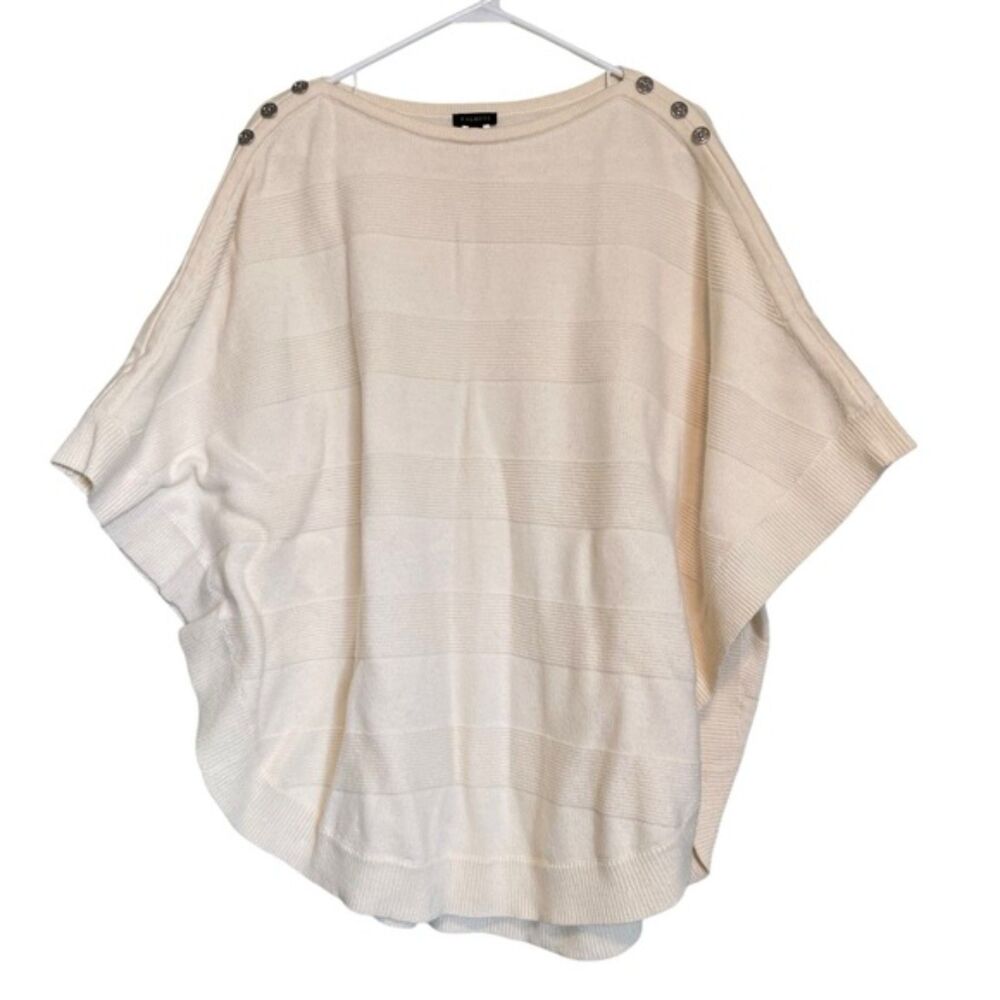 Talbots Lambswool Batwing Poncho Sweater Ribbed Size Large